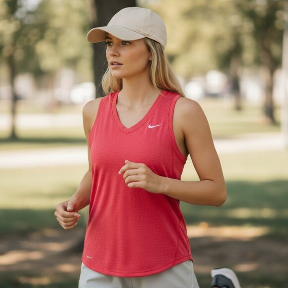 NIKE DRI FIT Dark Pink Fuscia Tank Top S Small Running Workout Reflective Shirt - Picture 12 of 12